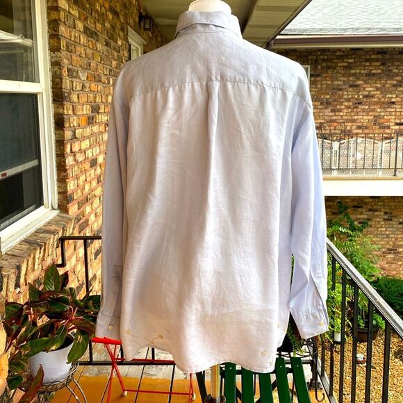 DKNY Pure Linen Embroidered Long Sleeves Shirt - Picture 2 of 6